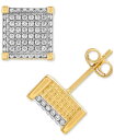 yz GXN@CA Y sAXECO ANZT[ Cubic Zirconia Square Cluster Stud Earrings Gold Over Silver