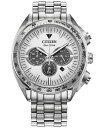 yz V`Y Y rv ANZT[ Eco-Drive Men's Chronograph Sport Luxury Stainless Steel Bracelet Watch 43mm Silver-tone