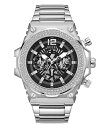 【送料無料】 ゲス メンズ 腕時計 アクセサリー Men's Multi-Function Silver-Tone Stainless Steel Watch 48mm Silver Tone