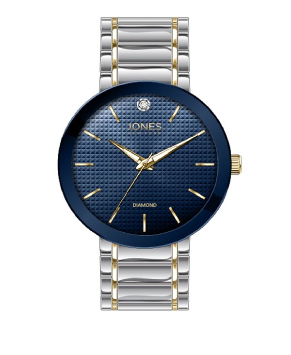 【送料無料】 ジョーンズニューヨーク メンズ 腕時計 アクセサリー Men's Analog Shiny Two-Tone Metal Bracelet Watch 42mm Navy Silver