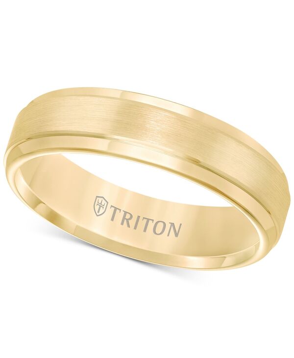 【送料無料】 トリトン メンズ リング アクセサリー Satin Comfort-Fit Band in Rose or Yellow Tungsten Carbide (6mm) Yellow Tungsten