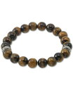【送料無料】 シモン アイ スミス メンズ ブレスレット・バングル・アンクレット アクセサリー Tiger's Eye (10mm) Stretch Bracelet in Stainless Steel Stainless Steel(4)