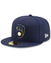 【送料無料】 ニューエラ メンズ 帽子 アクセサリー Milwaukee Brewers Authentic Collection 59FIFTY Fitted Cap LightNavy