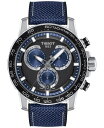 【送料無料】 ティソット メンズ 腕時計 アクセサリー Men's Swiss Chronograph Supersport Blue Textile Strap Watch 40mm Black