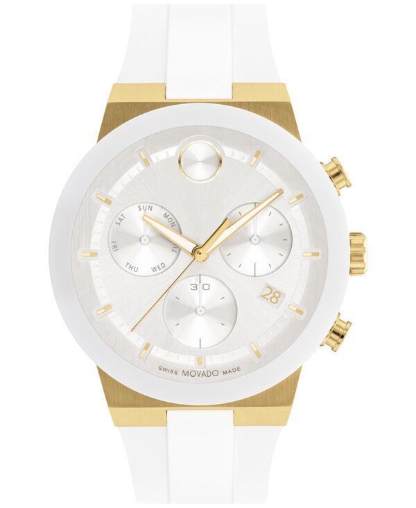 モバド 【送料無料】 モバド レディース 腕時計 アクセサリー Men's Swiss Chronograph Bold Fusion White Silicone Strap Watch 44mm Gold