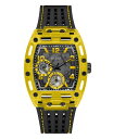 yz QX Y rv ANZT[ Men's Yellow Black Silicone Strap Watch 44mm Black