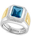 yz GtB[ Y O ANZT[ EFFY&reg; Men's London Blue Topaz (5-1/10 ct. t.w.) & Diamond (1/5 ct. t.w.) Ring in Sterling Silver & 18k Gold-Plate Sterling Silver