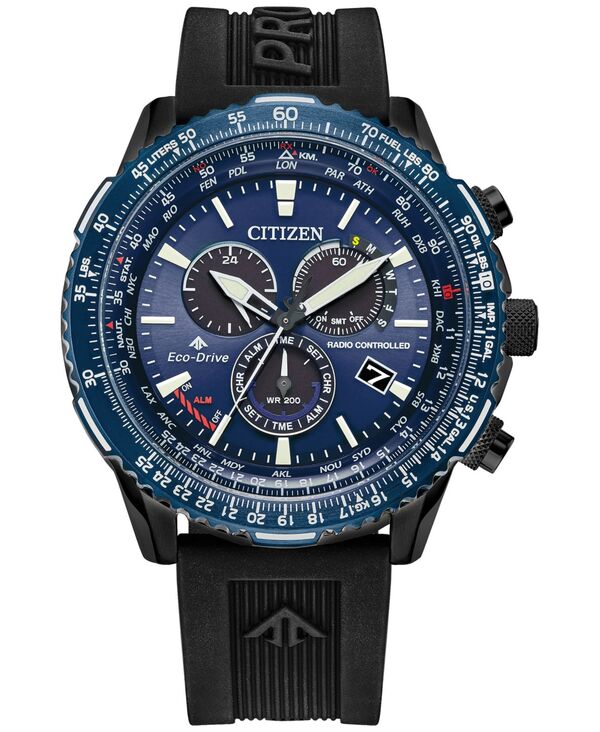 【送料無料】 シチズン メンズ 腕時計 アクセサリー Eco-Drive Men's Chronograph Promaster Sky Black Strap Watch 46mm Black