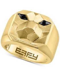 【送料無料】 エフィー メンズ リング アクセサリー EFFY® Men's Black Spinel Lion Ring (1/10 ct. t.w.) in 14k Gold-Plated Sterling Silver Gold Over Silver