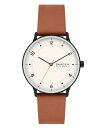 yz XJ[Q Y rv ANZT[ Men's Three-Hand Quartz Riis Medium Brown Leather Watch 40mm Brown