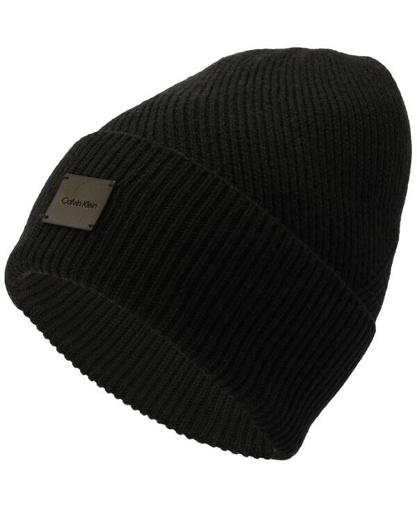 カルバンクライン メンズ アクセサリー 帽子 Calvin Klein Men's Side Transfer Cuff Beanie Black ブラック