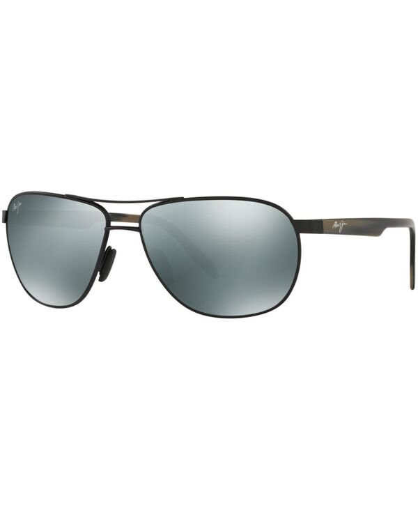 【送料無料】 マウイジム メンズ サングラス・アイウェア アクセサリー Polarized Sunglasses 728 Castles BLACK MATTE/GREY MIRROR POLAR