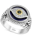 【送料無料】 エフィー メンズ リング アクセサリー EFFY&reg; Men's Multi-Gemstone & Diamond (1/10 ct. t.w.) Evil Eye Ring in Sterling Silver & 14k Gold Silver