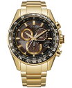 yz V`Y Y rv ANZT[ Eco-Drive Men's Chronograph PCAT Gold-Tone Stainless Steel Bracelet Watch 43mm Gold