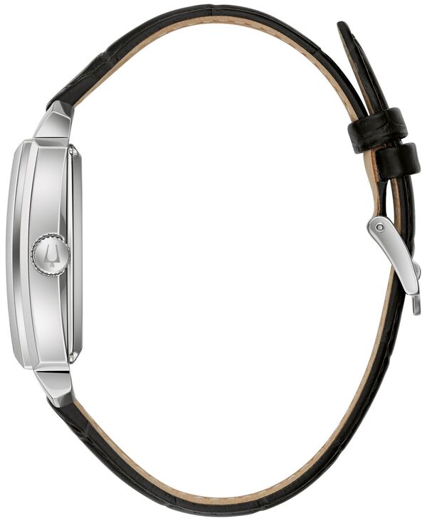 ブロバ メンズ アクセサリー 腕時計 レザー Bulova Men's Automatic Sutton Black Leather Strap Watch 33mm Black ブラック