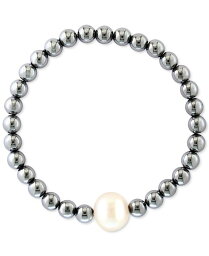 【送料無料】 エフィー メンズ ブレスレット・バングル・アンクレット アクセサリー EFFY® Men's Black Freshwater Pearl (11mm) & Hematite Stretch Bracelet (Also in White Freshwater Pearl) White