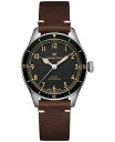 yz n~g Y rv ANZT[ Men's Khaki Aviation Pioneer Automatic Brown Leather Strap Watch 38mm Brown