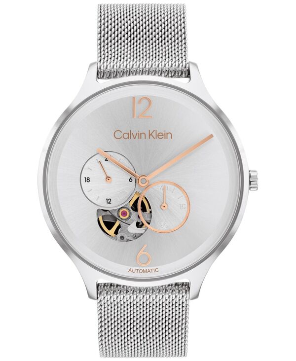 楽天ReVida 楽天市場店【送料無料】 カルバンクライン メンズ 腕時計 アクセサリー Men's Automatic Timeless Stainless Steel Mesh Bracelet Watch 38mm Silver