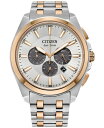 【送料無料】 シチズン メンズ 腕時計 アクセサリー Eco-Drive Men's Chronograph Classic Two-Tone Stainless Steel Bracelet Watch 41mm Silver-tone