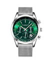 yz XgD[O Y rv ANZT[ Men's Monaco Silver-tone Mixed Metal Green Dial 44mm Round Watch Silver-tone