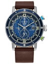 yz V`Y Y rv ANZT[ Eco-Drive Men's Chronograph Star Wars Luke Skywalker Brown Leather Strap Watch 44mm Blue