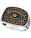 yz  @ Y O ANZT[ Chocolatier&reg; Men's Blueberry Sapphire (1/6 ct. t.w.) & Chocolate Diamond (1-1/4 ct. t.w.) Evil Eye Ring in 14k Two-Tone Gold White Gold