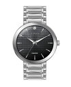 yz W[Yj[[N Y rv ANZT[ Men's Analog Shiny Silver-Tone Metal Bracelet Watch 42mm Black Silver