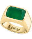 yz GtB[ Y O ANZT[ EFFY&reg; Men's Green Onyx Solitaire Ring in Gold-Plated Sterling Silver Gold Over Silver