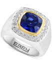 yz GtB[ Y O ANZT[ EFFY&reg; Men's Lab Grown Sapphire (2-1/5 ct. t.w.) & Lab Grown Diamond (5/8 ct. t.w.) Halo Ring in 14k Two-Tone Gold Two Tone