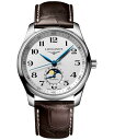 yz W Y rv ANZT[ Men's Swiss Automatic Master Brown Leather Strap Watch 40mm Silver