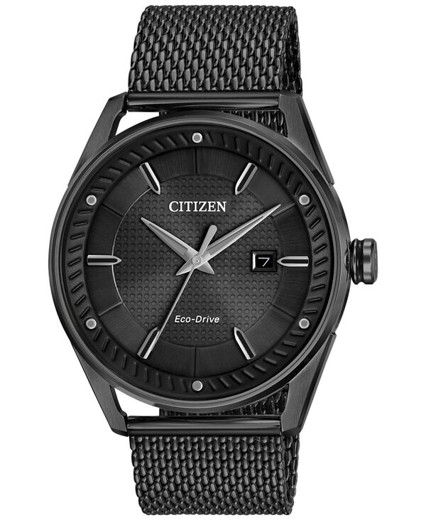 【送料無料】 シチズン メンズ 腕時計 アクセサリー Men's Drive From Citizen Eco-Drive Black Mesh Stainless Steel Bracelet Watch 42mm Black