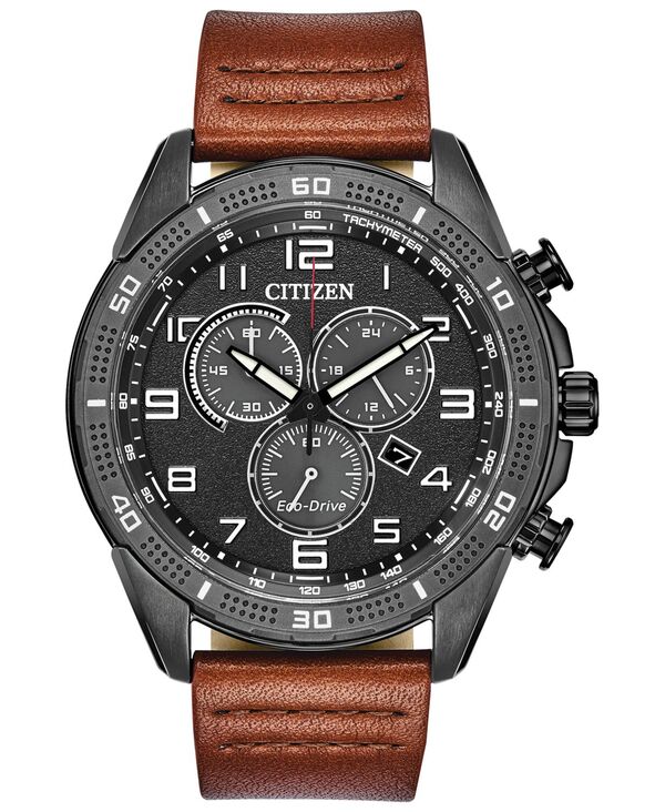 楽天ReVida 楽天市場店【送料無料】 シチズン メンズ 腕時計 アクセサリー Drive From Citizen Eco-Drive Men's LTR Brown Leather Strap Watch 45mm Brown