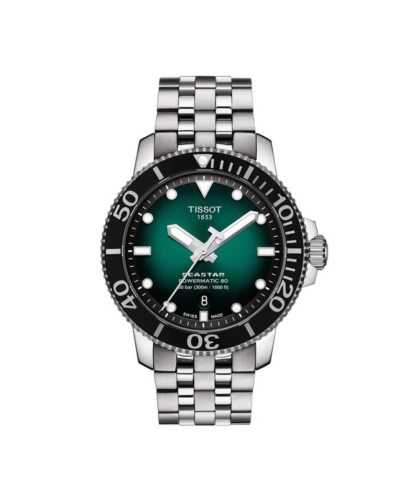 【送料無料】 ティソット メンズ 腕時計 アクセサリー Men's Swiss Automatic Seastar 1000 Stainless Steel Bracelet Watch 43mm Green Gradient