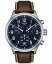 ̵ ƥå  ӻ ꡼ Men's Swiss Chronograph XL Vintage Brown Leather Strap Watch 45mm Blue