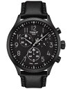 yz eB\bg Y rv ANZT[ Men's Swiss Chronograph XL Vintage Black Leather Strap Watch 45mm Black