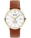 yz oh Y rv ANZT[ Men's Heritage Silhouette Swiss Quartz Cognac Genuine Leather Strap Watch 40mm Brown