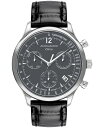 yz oh Y rv ANZT[ Men's Heritage Circa Swiss Quartz Chronograph Black Genuine Leather Strap Watch 43mm Black