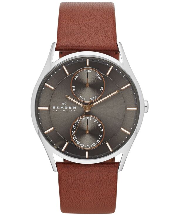 スカーゲン メンズ アクセサリー 腕時計 レザー Skagen Men's Holst Brown Leather Strap Watch 40mm SKW6086 No Color ブラウン