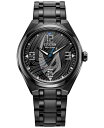 yz V`Y Y rv ANZT[ Eco-Drive Men's Star Wars Mandalorian Black Stainless Steel Bracelet Watch 42mm Black