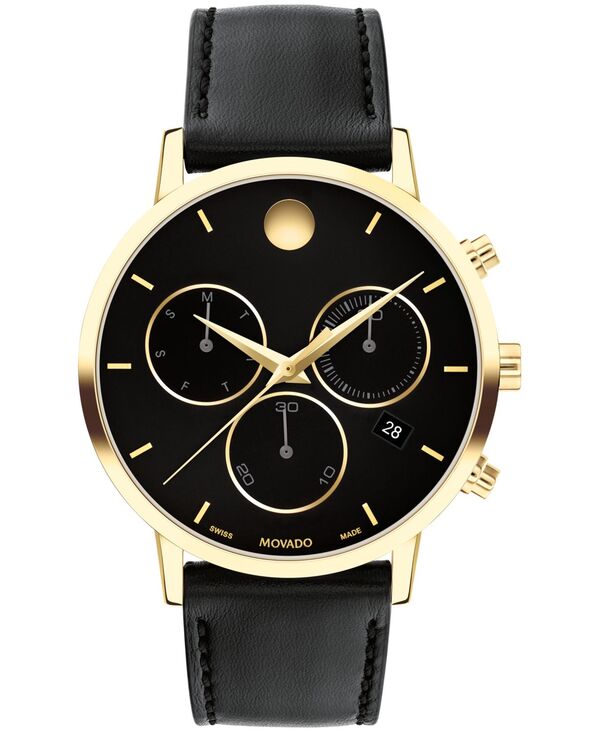 【送料無料】 モバド メンズ 腕時計 アクセサリー Men's Museum Classic Swiss Quartz Chronograph Black Leather Watch 42mm Black