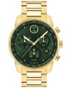 yz oh Y rv ANZT[ Men's Bold Verso Swiss Quartz Chrono Ionic Plated Gold Steel Watch 44mm Gold-Tone