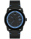 yz oh Y rv ANZT[ Men's Bold Tr90 Swiss Quartz Black Leather Watch 42mm Black