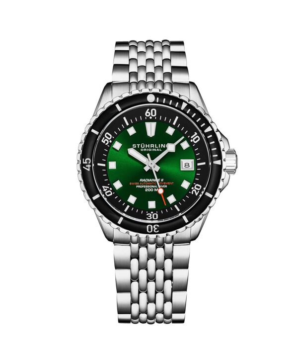 【送料無料】 ストゥーリング メンズ 腕時計 アクセサリー 1009 Men's Automatic Dive Watch with Swiss Automatic Movement Stainless Steel Case Stainless Steel Beaded Bracelet Bright Green