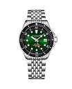 yz XgD[O Y rv ANZT[ 1009 Men's Automatic Dive Watch with Swiss Automatic Movement Stainless Steel Case Stainless Steel Beaded Bracelet Bright Green