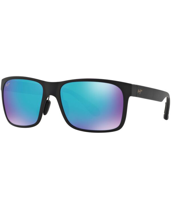 【送料無料】 マウイジム メンズ サングラス・アイウェア アクセサリー Red Sands Polarized Sunglasses 432 Blue Hawaii Collection BLACK MATTE/BLUE MIRROR POLAR