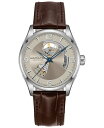 yz n~g Y rv ANZT[ Menfs Swiss Automatic Jazzmaster Open Heart Brown Leather Strap Watch 42mm Brown