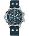 yz n~g Y rv ANZT[ Men's Swiss Automatic Chronograph Khaki Aviation X-Wind Blue Textile Strap Watch 45mm Blue