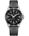 yz n~g Y rv ANZT[ Men's Swiss Automatic Khaki Navy Scuba Black Rubber Strap Watch 43mm Black