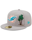  ニューエラ メンズ 帽子 アクセサリー Men's Gray Miami Dolphins City Describe 59Fifty Fitted Hat Gray