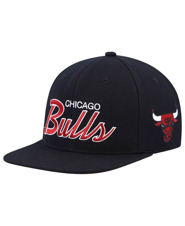 ミッチェル＆ネス 【送料無料】 ミッチェル&ネス メンズ 帽子 アクセサリー Men's Black Chicago Bulls Hardwood Classics Script 2.0 Snapback Hat Black